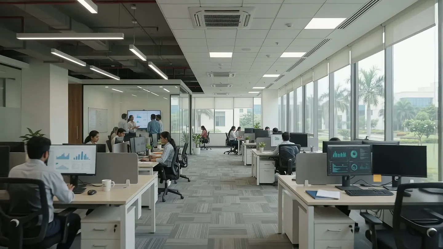 Illustrative Indian IT workspace with professionals collaborating