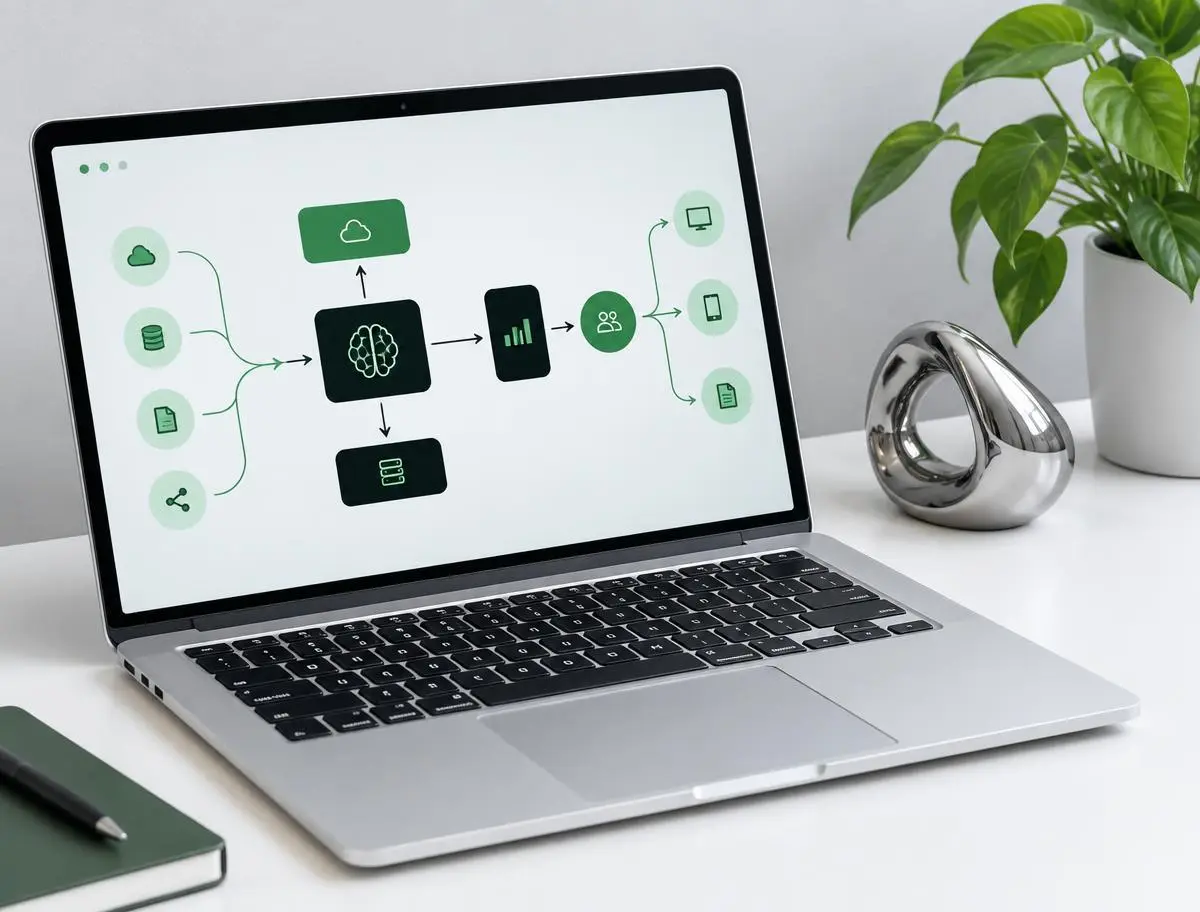 Illustrative digital workflow on a laptop